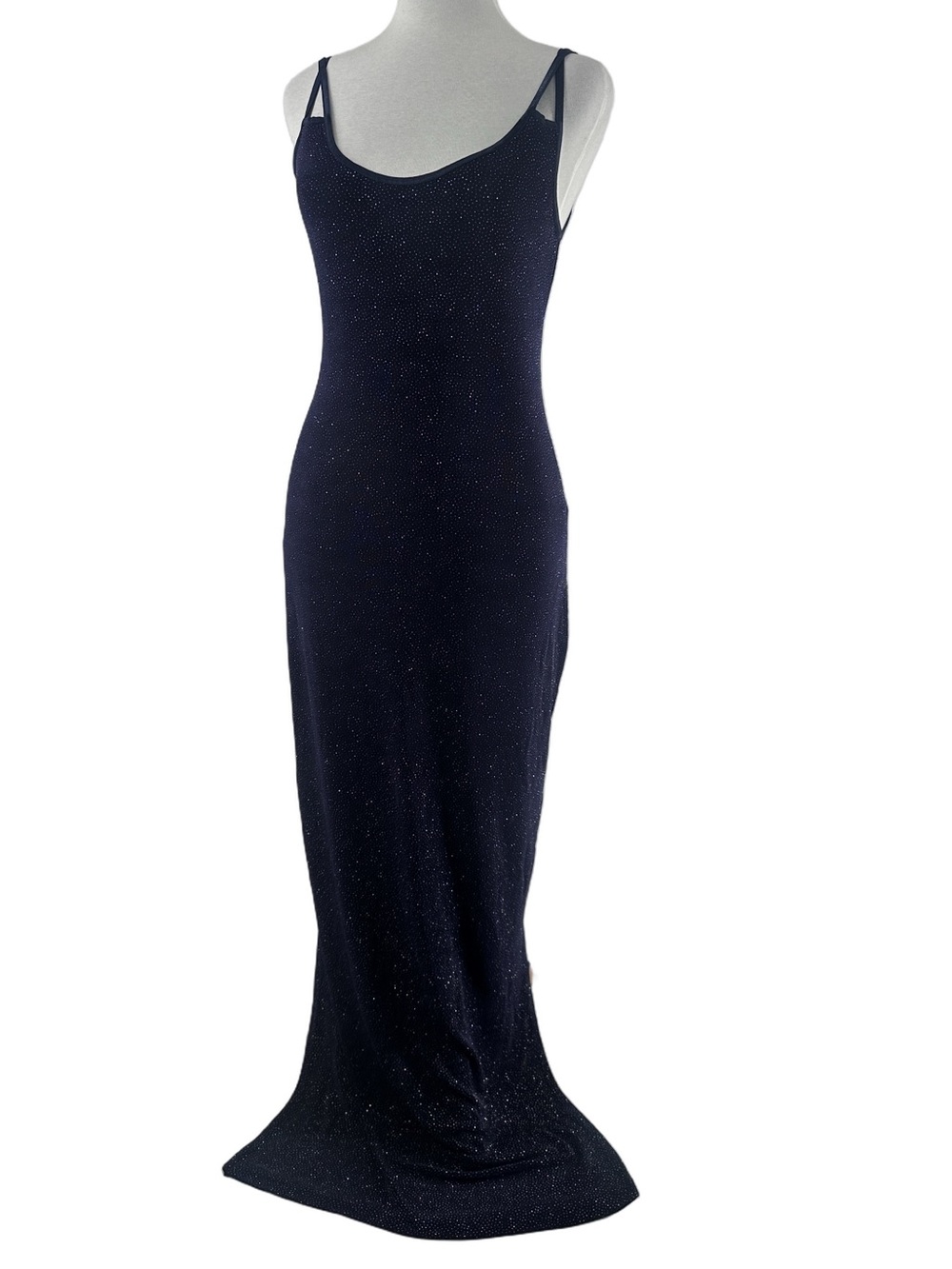 Night Scene California vintage maxi dress blue sparkle slinky y2k whimsy sz M - Picture 1 of 11